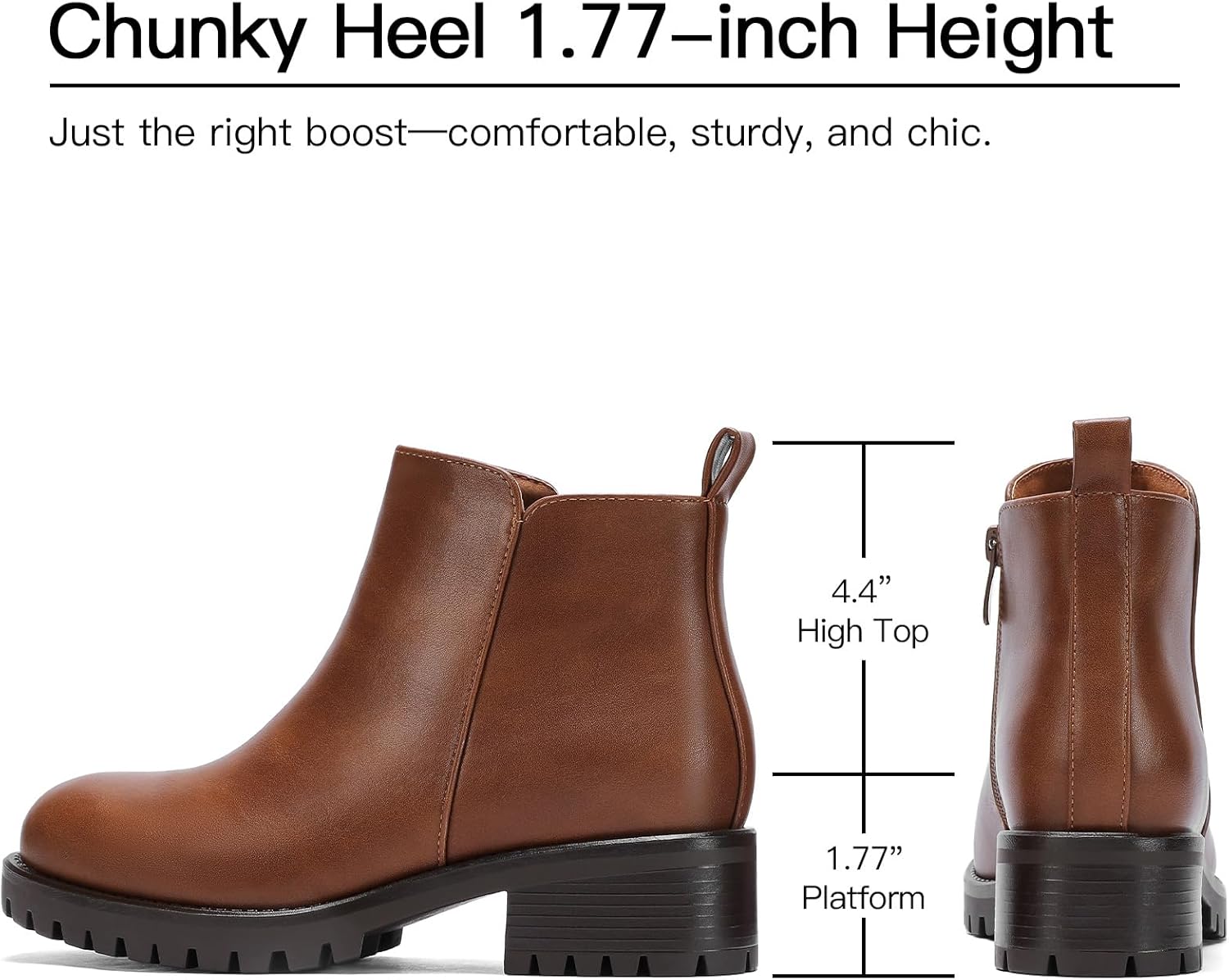 Wide Width Chelsea Boots Women Ankle Low Heel Fall Boots Lug Sole Short Booties - Image 4