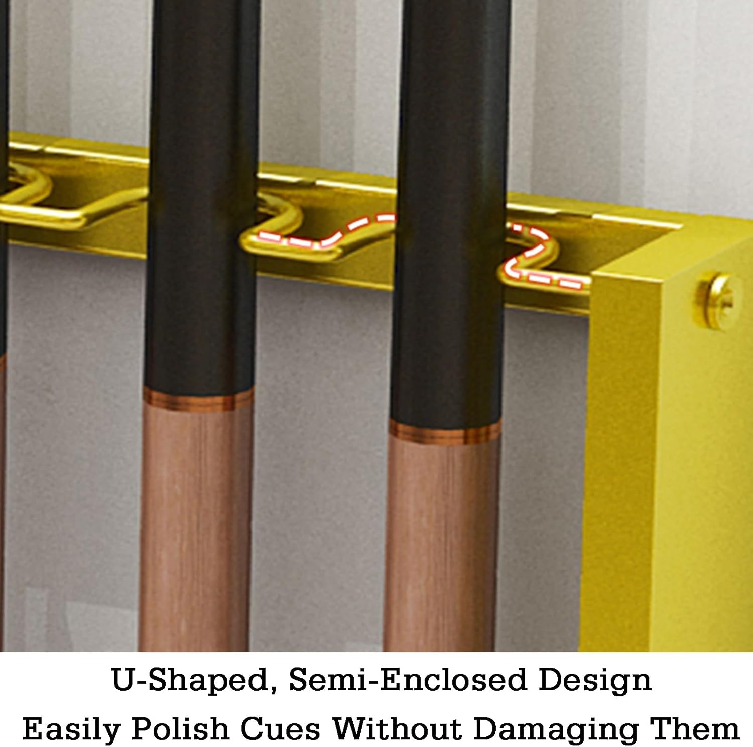 Wall-mounted Pool Cue Holder,6/9/12 Hole Billiard Cue Display Stand,for Snooker Game Room Clubs Gymnasiums Storage Rack(Orange,9-Hole)