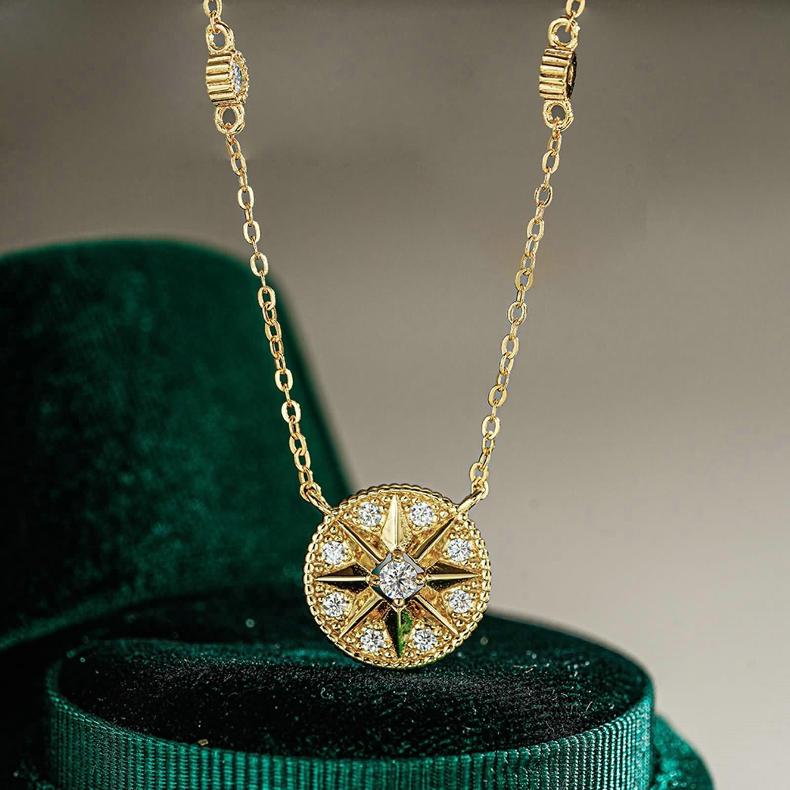 Złoty łańcuszek damski 750 585 375 prawdziwe złoto, naszyjnik heksagram z zawieszką Moissanite Charms z łańcuszkiem złoty 45 cm