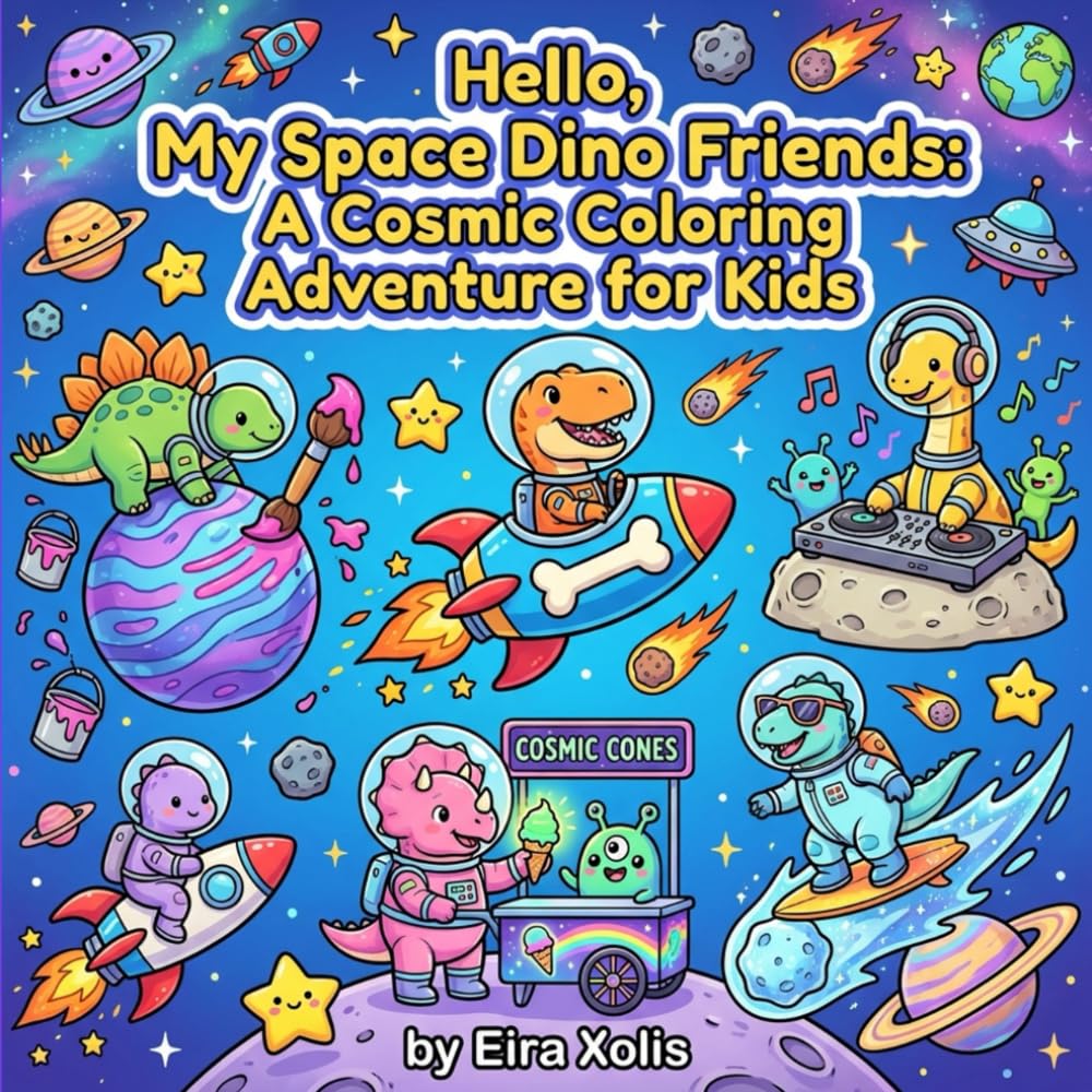 Hello, My Space Dino Friends: A Cosmic Coloring Adventure for Kids