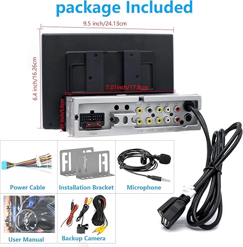 Miniatura 9 de Estéreo inalámbrico para automóvil de 10.1 pulgadas, desmontable y ajustable, Apple Carplay y Android Auto con pantalla táctil IPS de 1280 x 800,