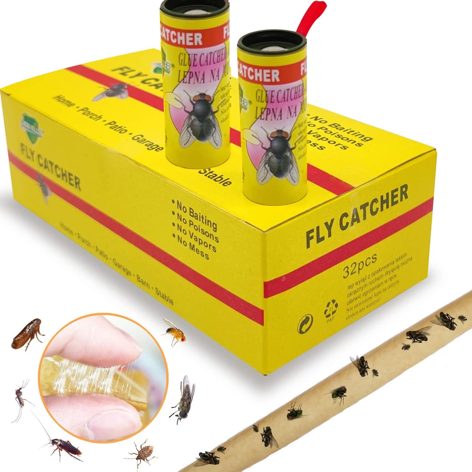 2023 Upgraded Fly Trap,Fruit Fly Trap 32 Pcs,Fly Catcher,Fly Traps indoor for Home Use,Fruit Fly Killer Indoor or Outdoor Sticky Fly Traps indoor Plant