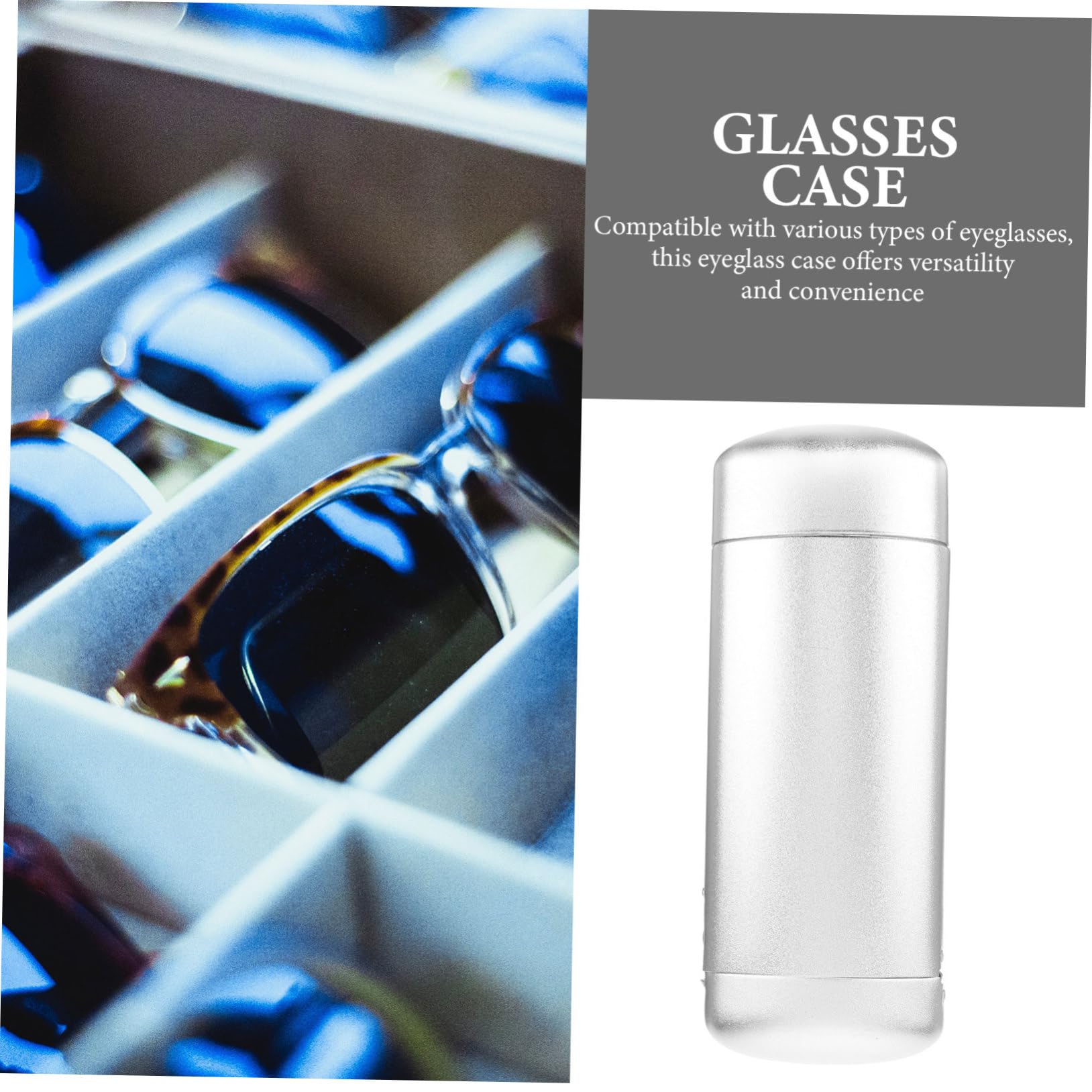 Homoyoyo estuche de aluminio para gafas sol estuche para anteojos protector estuche de anteojos caso estuche para gafas carcasa dura Estuches de anteojos aleación de aluminio Plata