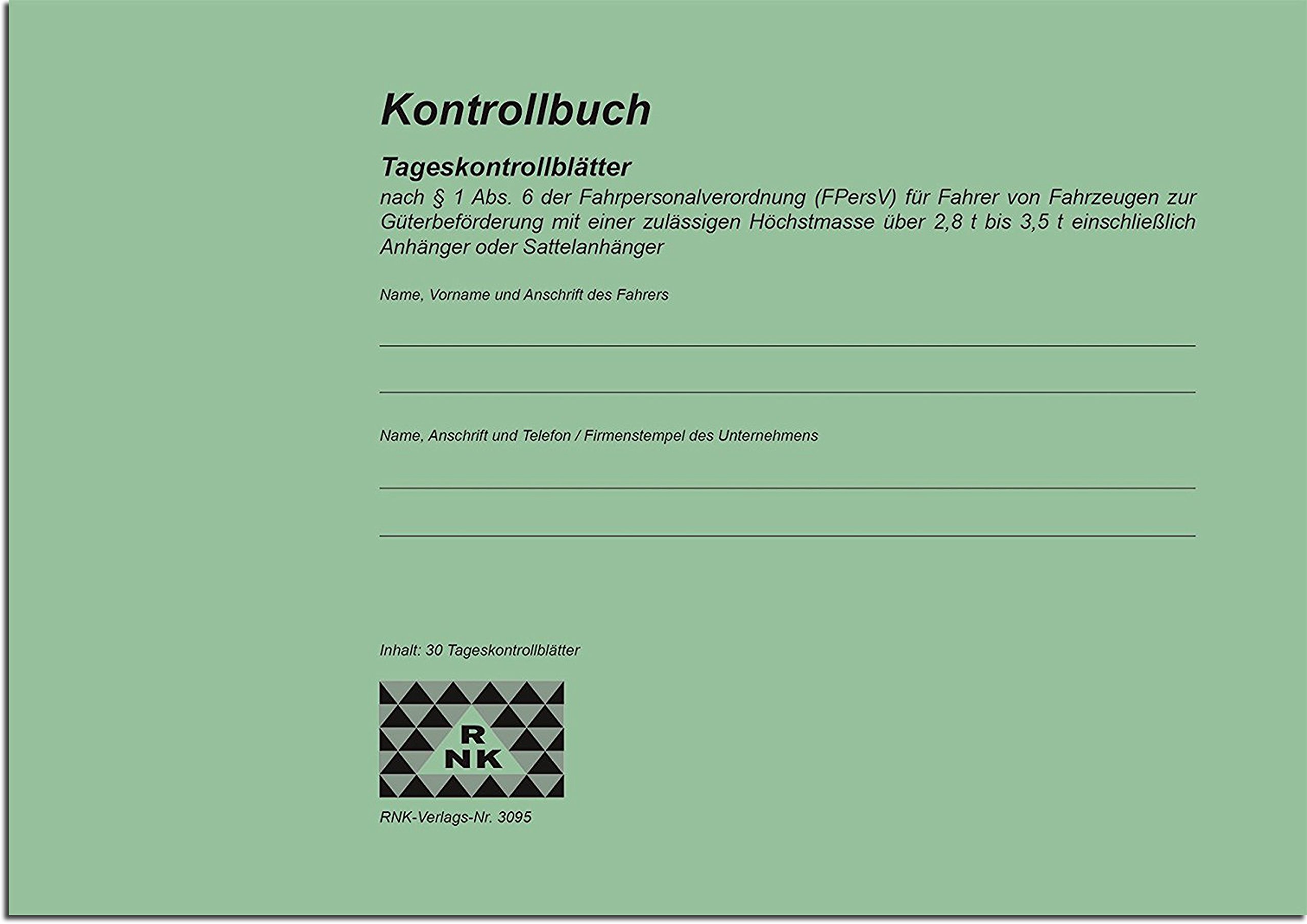 RNK Verlag Kontrollbuch fr das Fahrpersonal - A5 quer, 32, Heft