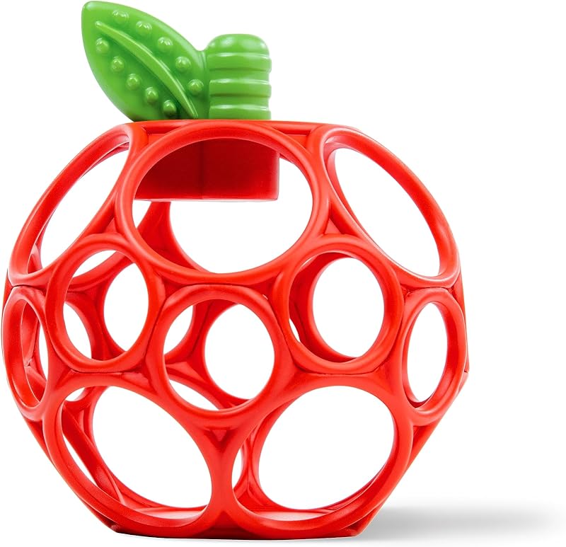 Oball Easy Grasp Red Apple Teether Toy, Hold My Own Collection, BPA Free, Unisex, Newborn and Up