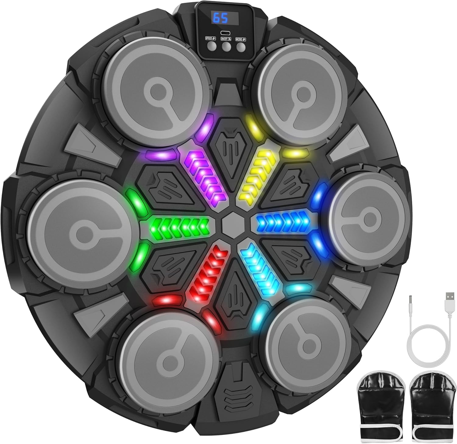 2025 Music Boxing Machine for Adults and Kids, Bluetooth Smart Interactive Boxing Training Equipment with Gloves Wall Mounted, Workout Punching Machine for Home,Office and Gym