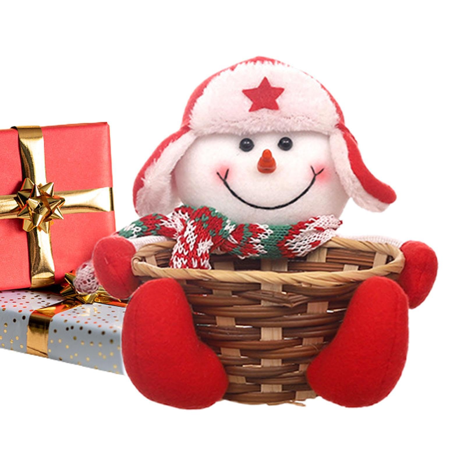 Eaglehg Snowman Christmas Baskets For,Storage Baskets With Plush Doll | Cute Holiday Ornament With Elk, Baskets For Candies, Cookies, Snacks, Chocolates