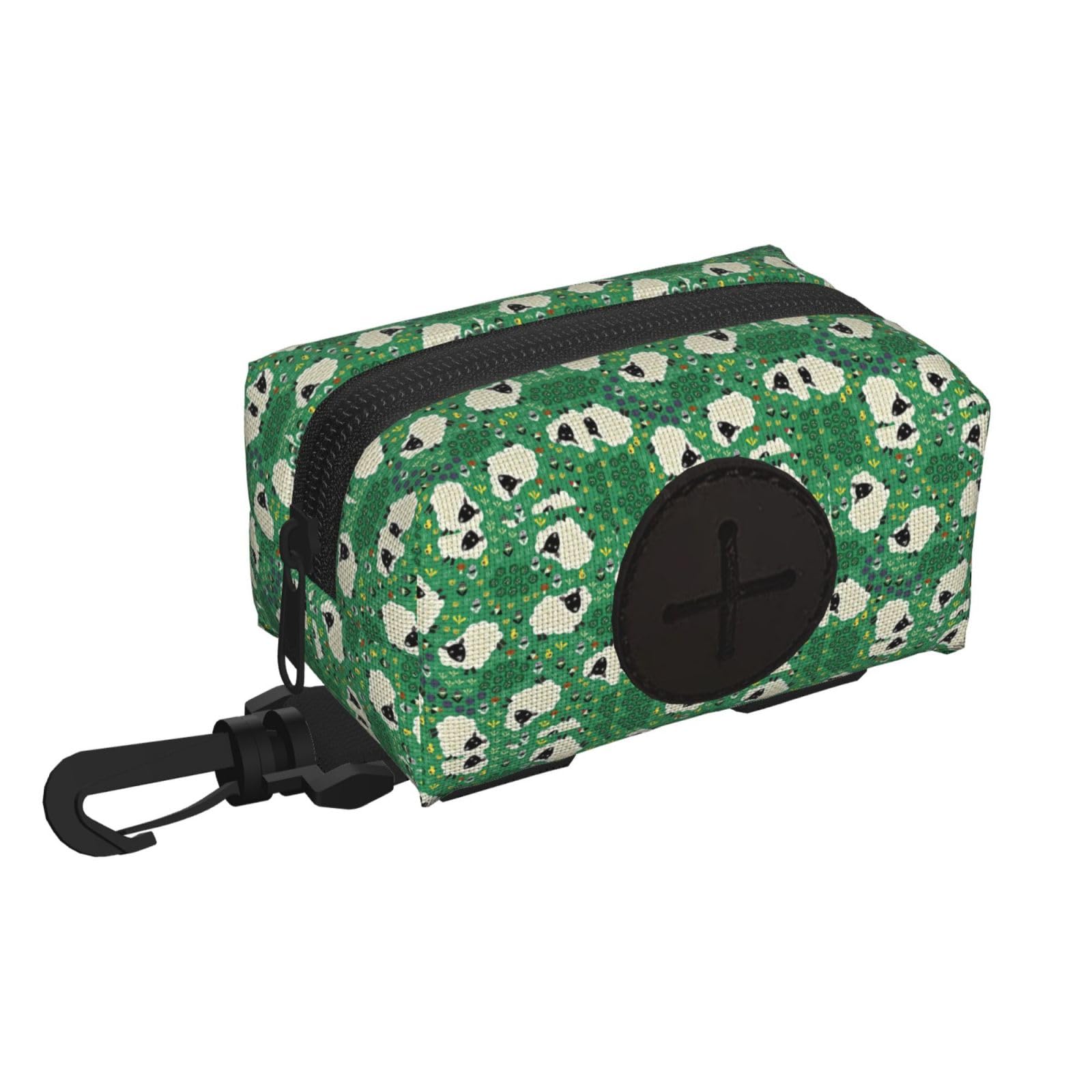 Pphgut Black Cute Cartoon Sheep Print Waterproof Pet Waste Treat Bag Outdoor Walking Hiking Pouch Camping Accessory