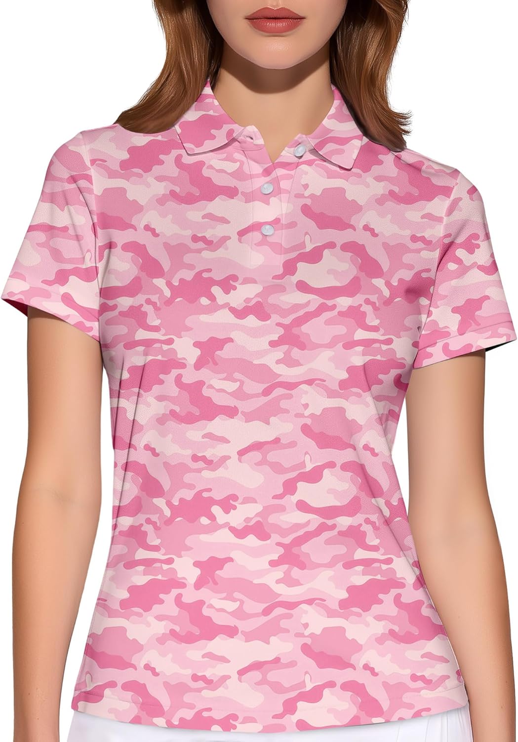 PAGYMO Funny Golf Shirts for Women Print Crazy Pattern Cute Novelty Short Sleeve Moisture Wicking Tennis Polo Shirt