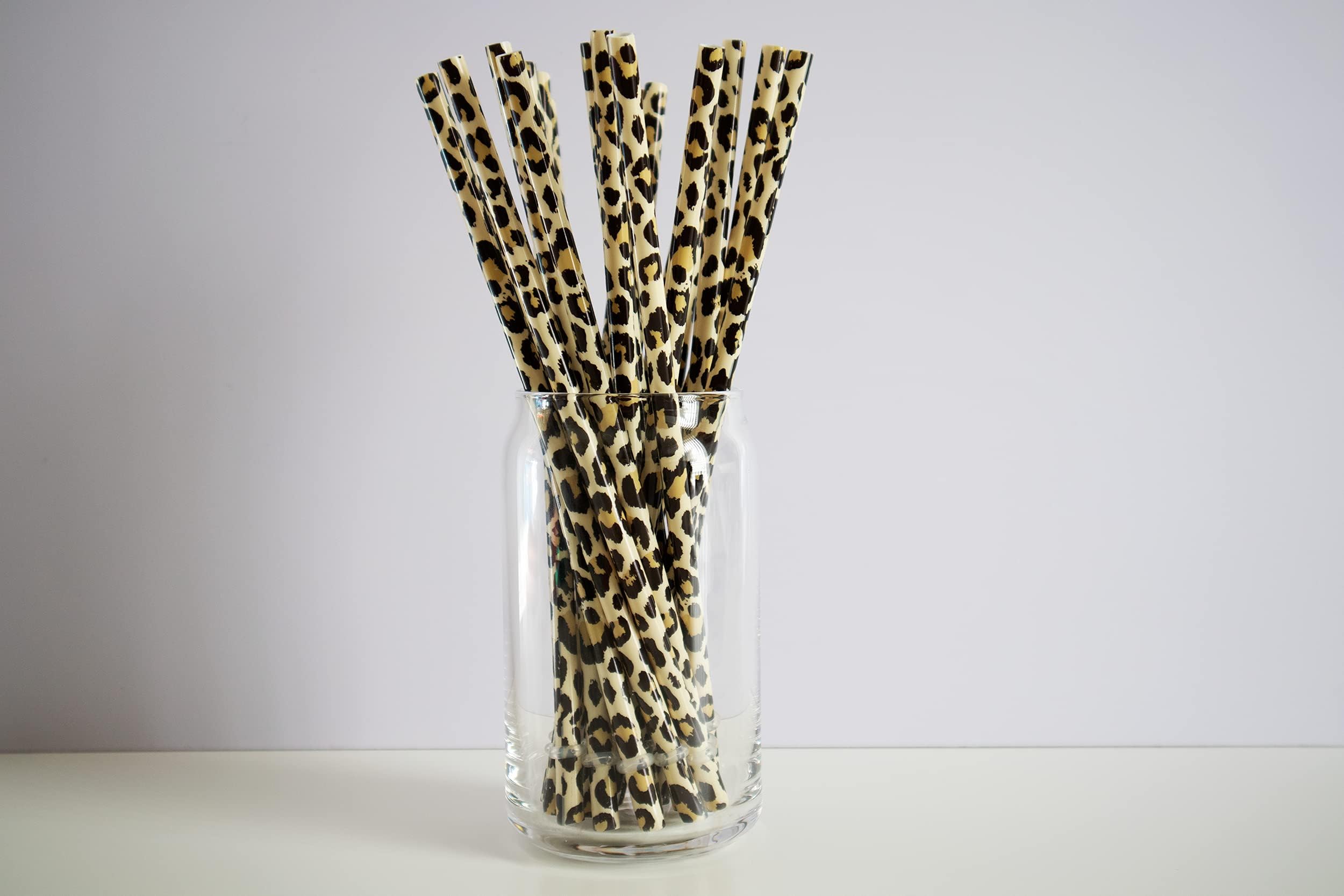 Leopard Print BPA Free Reusable Straws 20 Pack | 9 Inch Animal Print Straw For Tumblers | Straw For Starbucks Cup | Water Bottle Straws