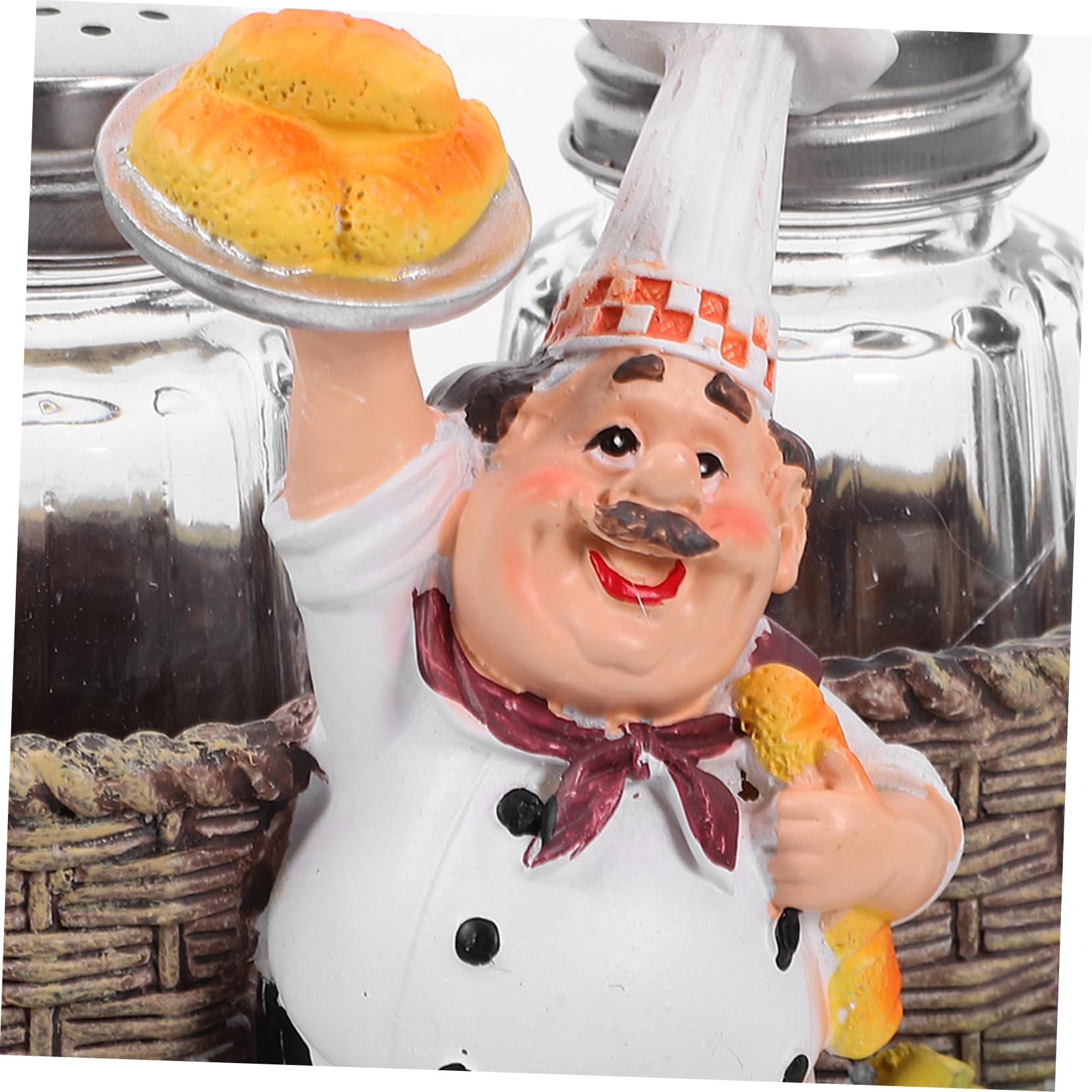 Amosfun 5 Pz L'ampolla Dello Chef Di Spezie Sale Organizzatore Arredamento Cucina Chef Bottiglia Di Agitatore Di Statua Dello Chef Seduto Acciaio Inossidabile