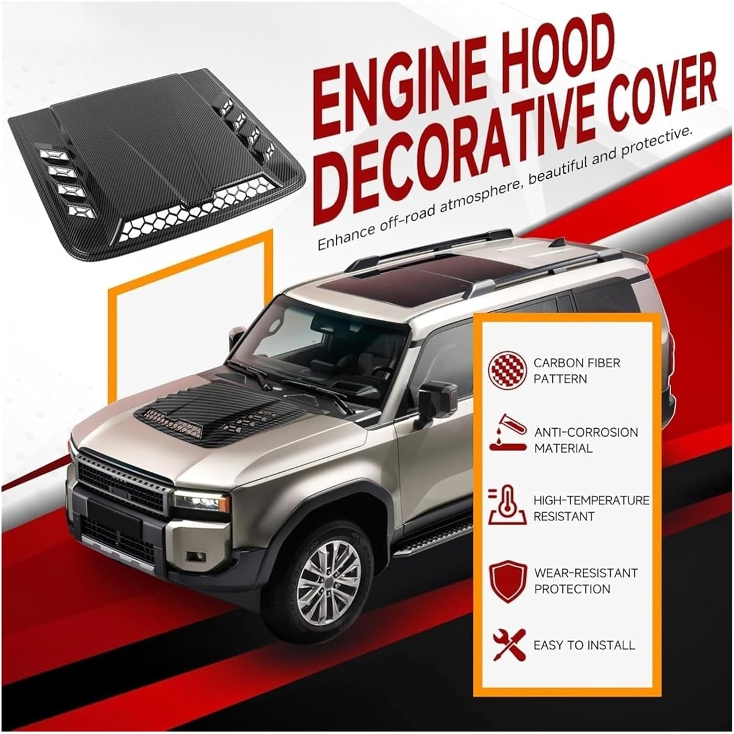 Engine Hood Vents Protection Against Scratches And Abrasions Universal Engine Hood Vent Decoration Compatible With Engine Hood Air Intakes(Gloss black)