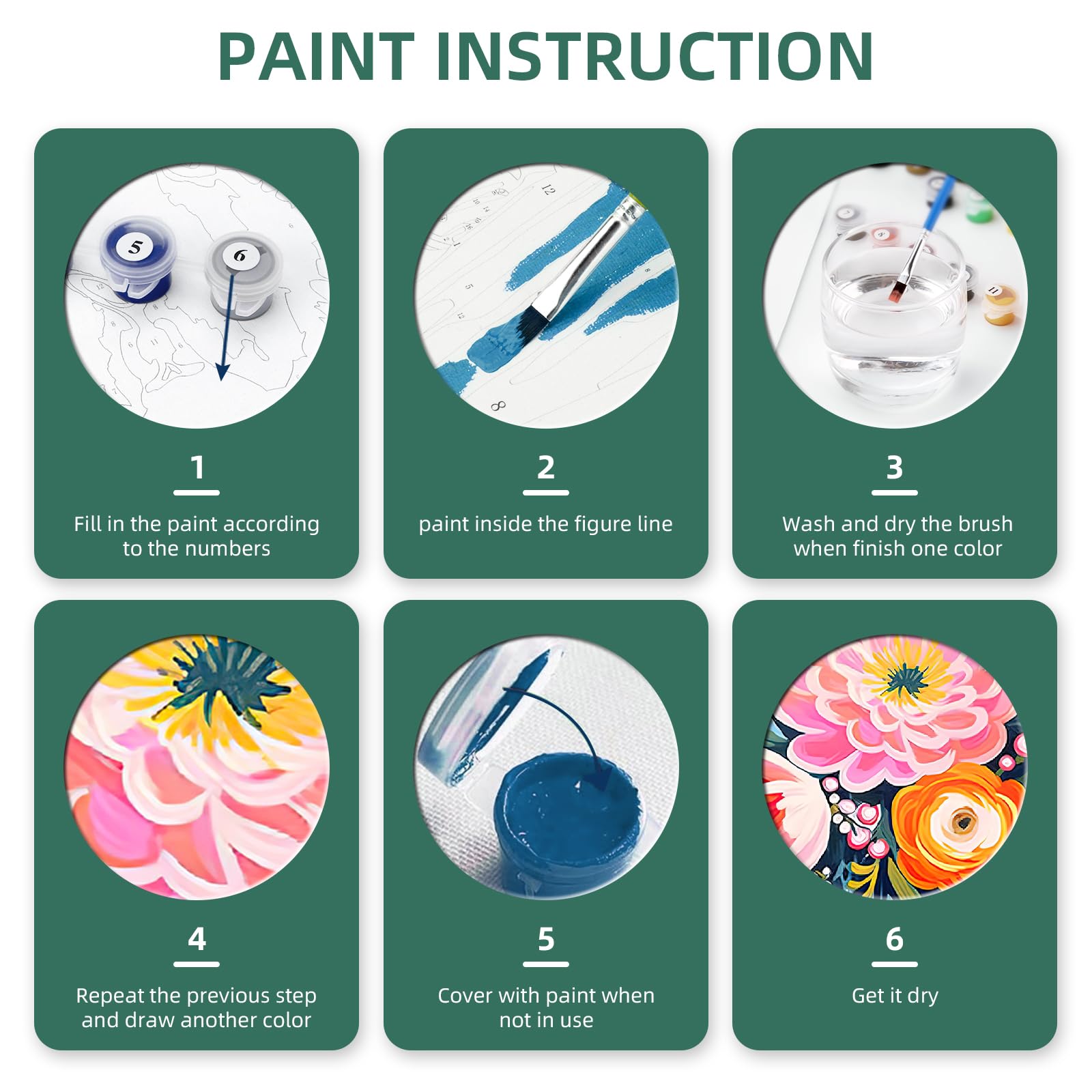 gelrovaled Dipingi con i Numeri per Adulti, Kit di Pittura acrilica Adulti Principianti Facile su Tela, Decora la casa Regalo,con Vernici e pennelli, 20 x 30CM, Con cornice (Flower 03)