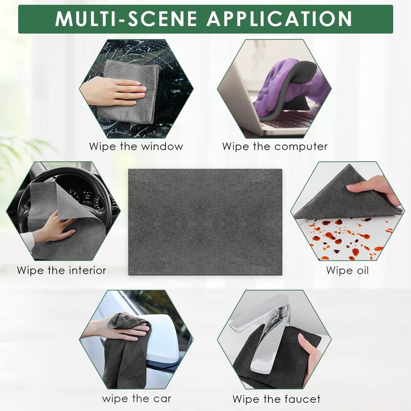 Feelyhee Lot De 10 Chiffons Microfibre Magiques - Nettoyage Vitres, Voiture, Cuisine Sans Trace