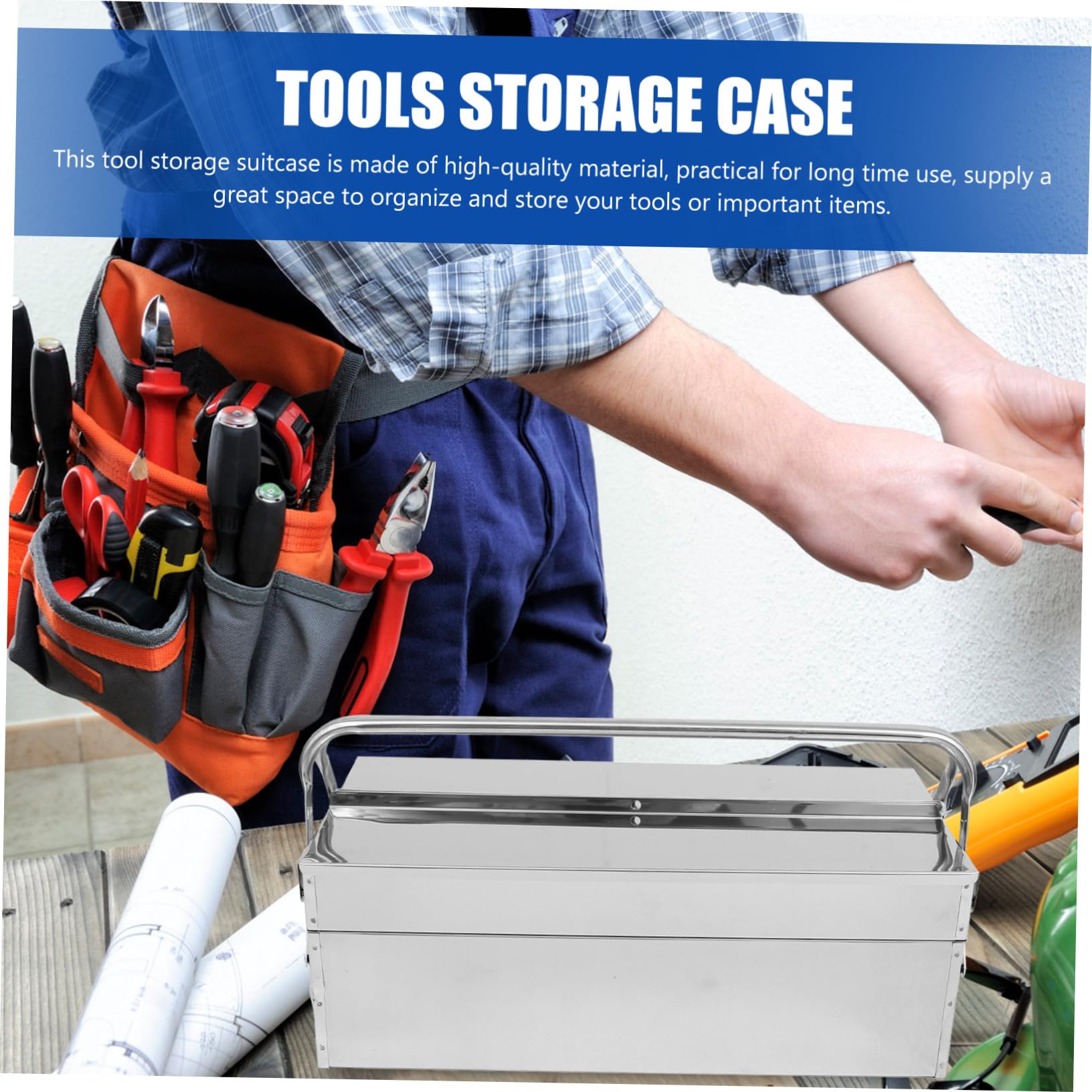 Caja Plegable Plata de Acero Inoxidable, para Herramientas del Hogar