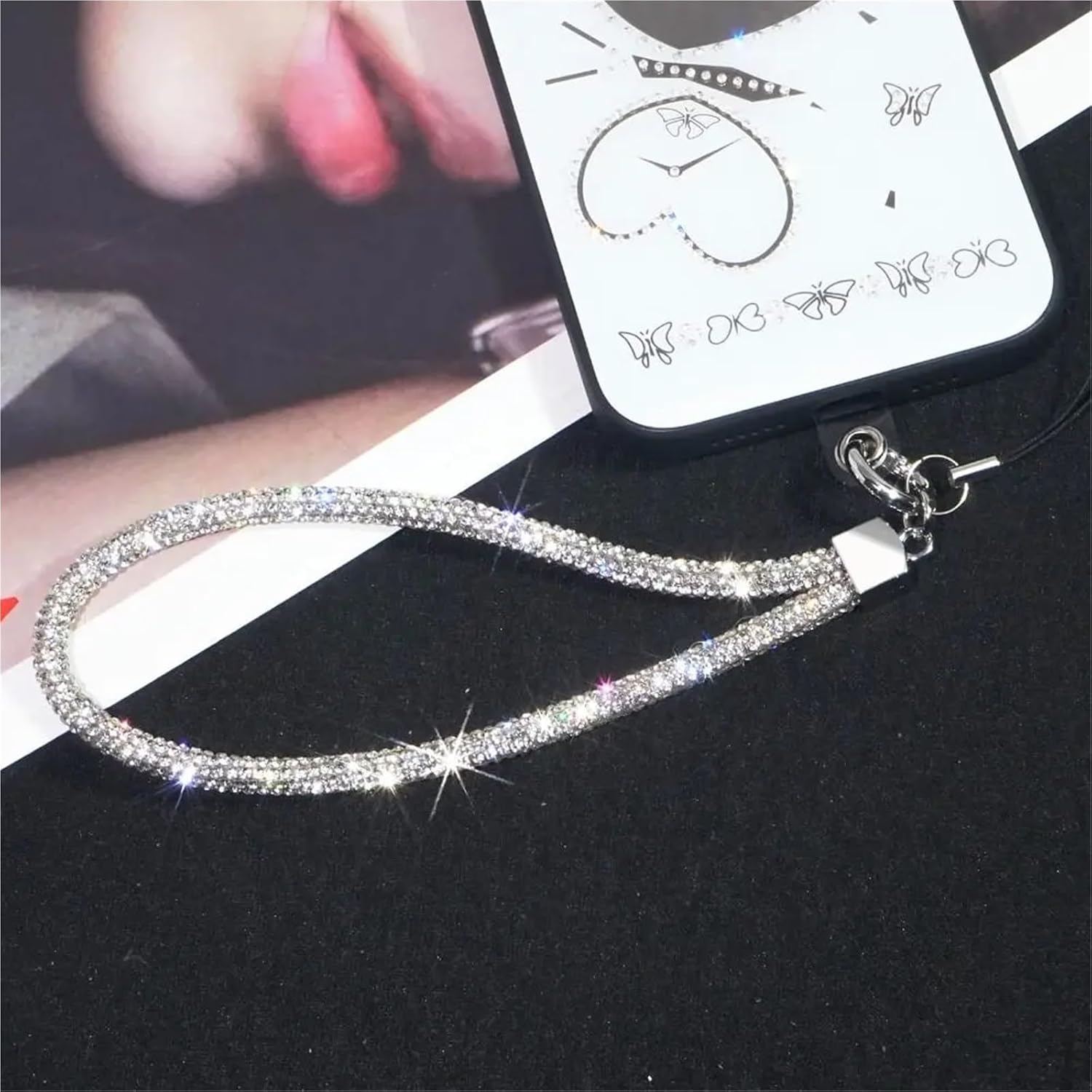 Phone Lanyard 10pcs Mobile Phone Charm Lanyard Diamond Crystal Wrist Straps Keychain Hanging Antilost Rope Universal for Women And Men(Color)