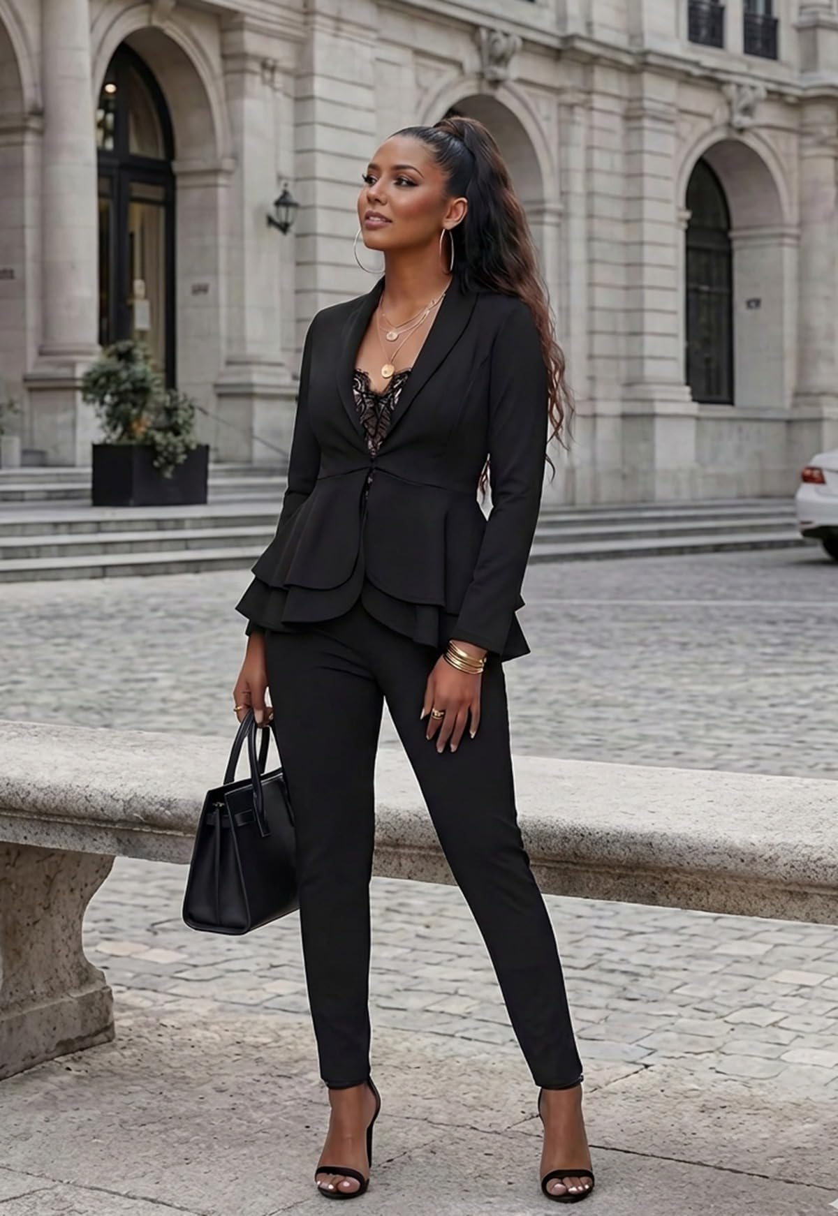 Salimdy 2 Piece Outfits for Women Long Sleeve Dressy Blazer Pants Suits | Business Casual Suits for Women Sexy Two Piece Funeral Church Work Office Interview Graduation product thumbnail 3