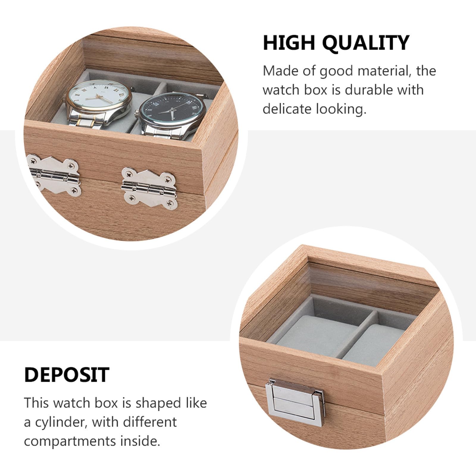 EXCEART 2 Pezzi Scatola Porta Orologi Uomo Legno 2 Scomparti Beige Elegante