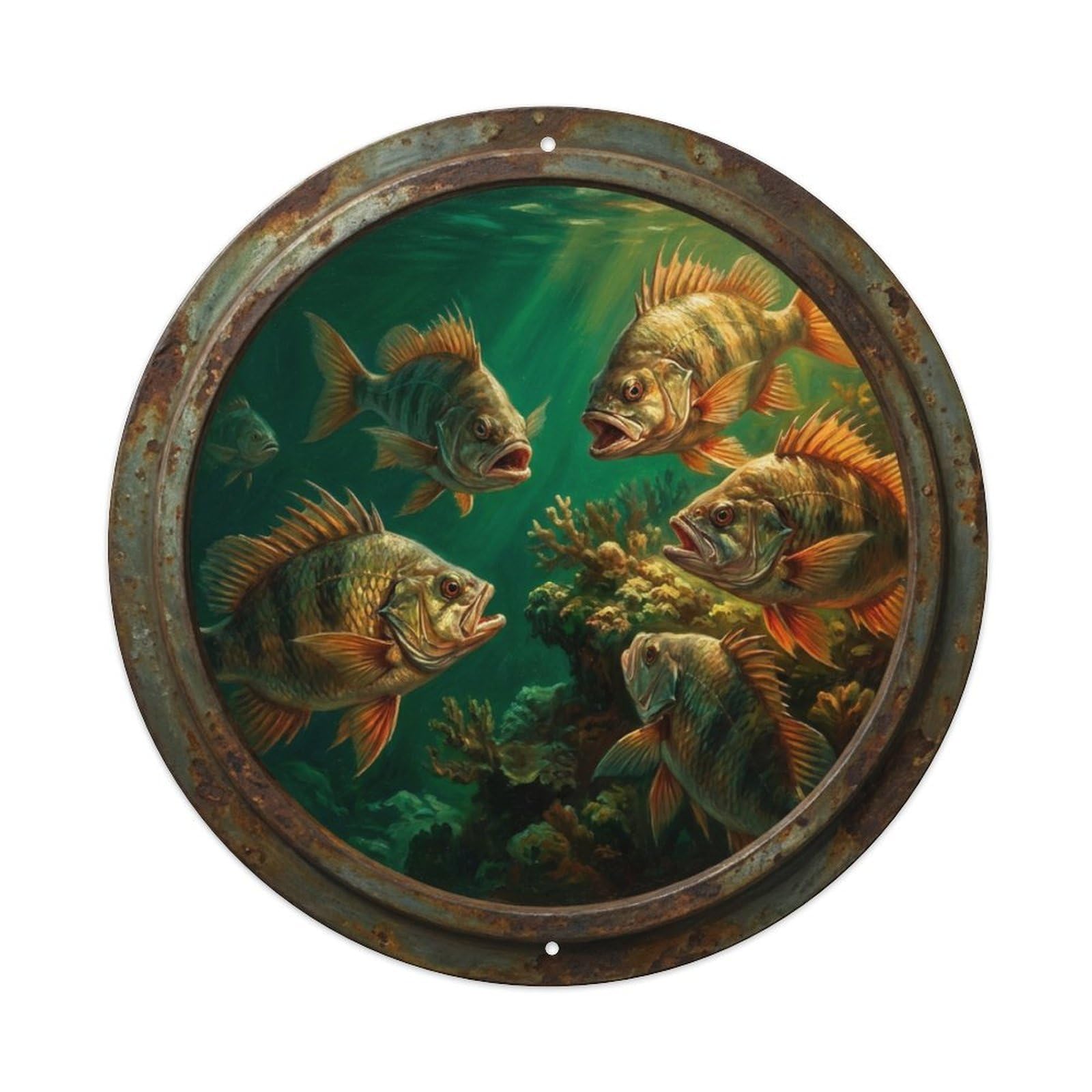 Fyrn Style Metal Tin Sign Vintage Porthole Territorial Ship Window Undersea Deep Sea