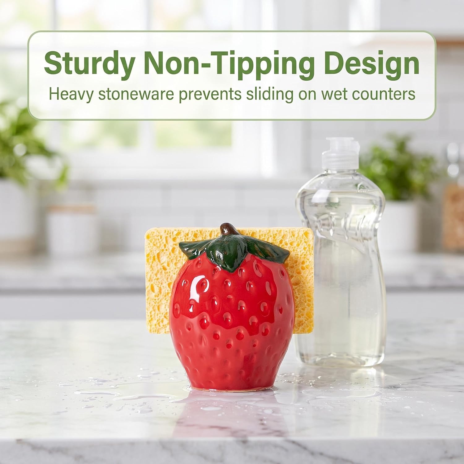Strawberry Ceramic Sponge Holder Kitchen Sink Caddy Scrub Pad Storage image 4