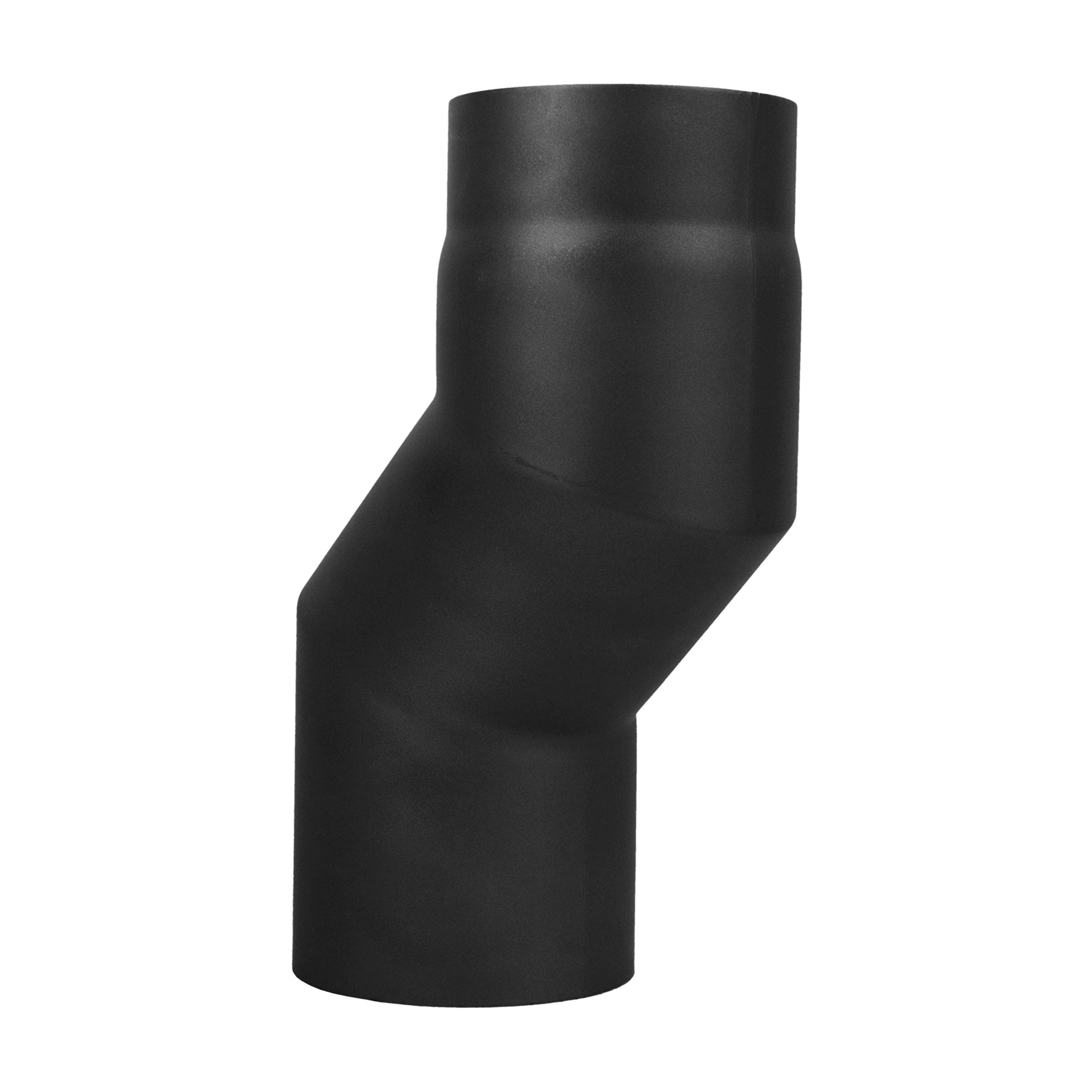LANZZAS Rauchrohr Versatzbogen mit 80 mm Versatz - im Durchmesser Ø 150 mm - Farbe: schwarz - Ofenrohr Doppelbogen Etagenbogen