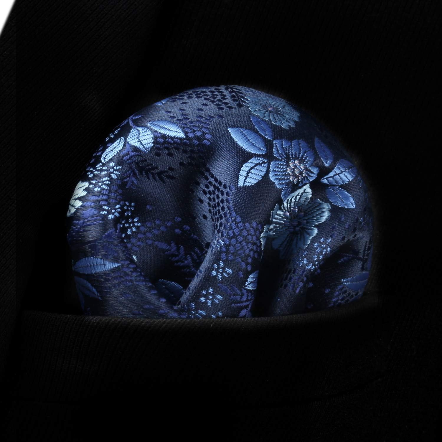 HISDERN Extra Long Ties for Men Classic Floral Tie and Pocket Square Elegant Silk Necktie Handkerchief Set Wedding Party - Image 6