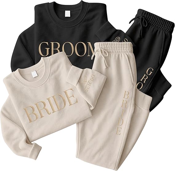 GODMERCH Personalized Mr & Mrs Embroidered Sweatshirt Hoodie Custom Couple Names Anniversary Date Gift for Husband