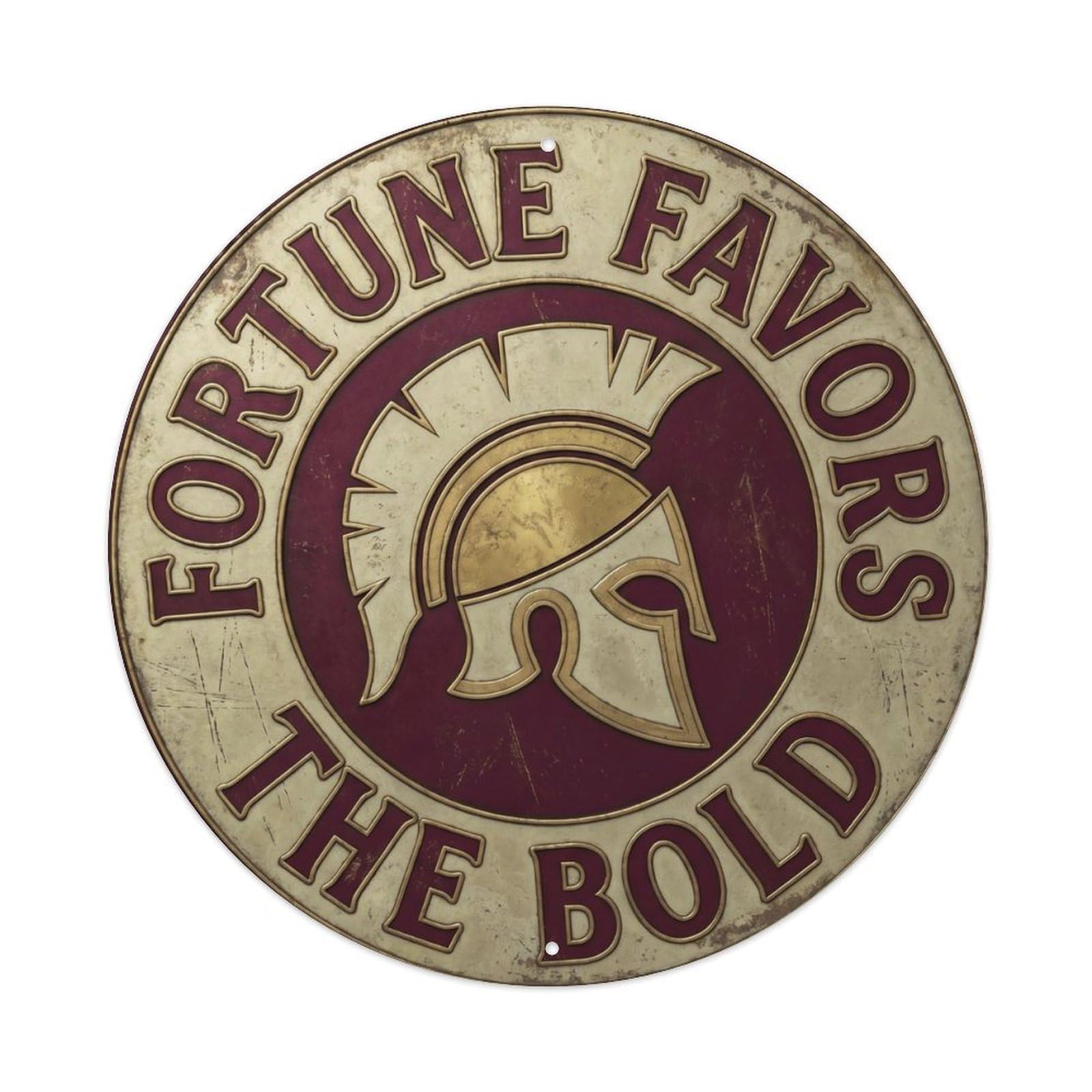 Fortune Favors Bold Classic Indoor Ornament Retro Slogans Metal Tin Sign Plaque Wall Decor for Cafe, Club Bar, Office, Home Garden Round Metal Poster 8x8Inch