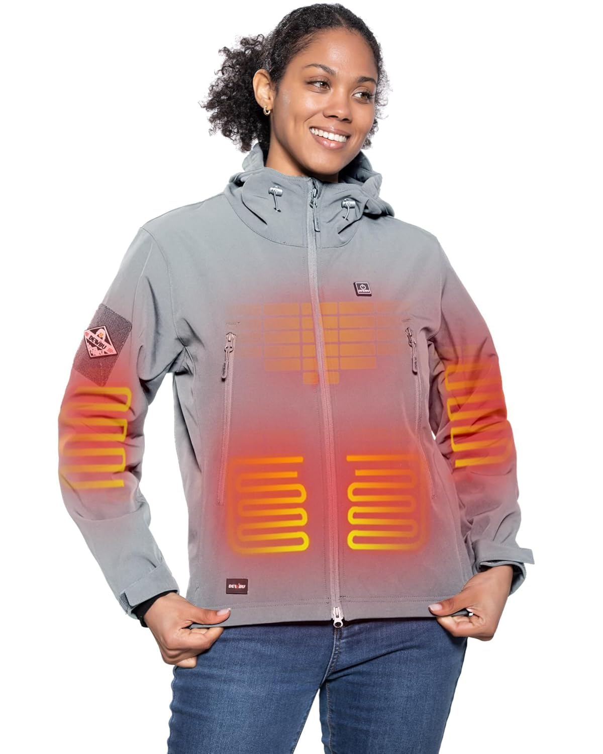 DEWBU Heated Jacket for Women with 12V Battery Pack Winter Outdoor Soft Shell Electric Heating Coat