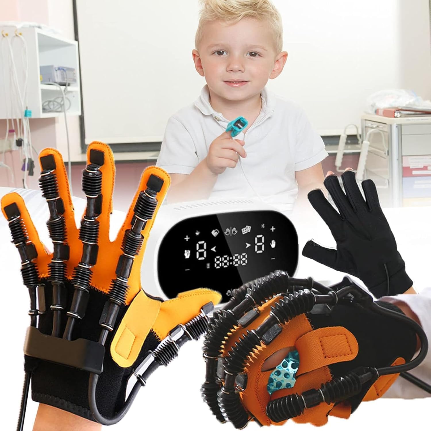 Rękawiczki do robota rehabilitacyjnego dla pacjentów z dysfunkcją dłoni, Rękawiczki do rehabilitacji palców pacjenta, Ortezy korekcyjne palców (Right XL)