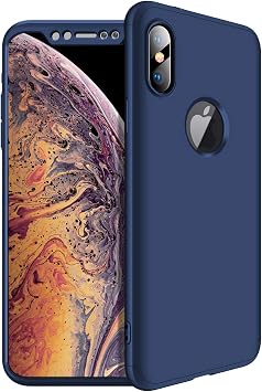 Microsonic Apple iPhone XS Max (6.5'') için Kılıf Double Dip 360 Protective Lacivert [iPhone XS Max ile Uyumlu Kılıf - Lacivert]