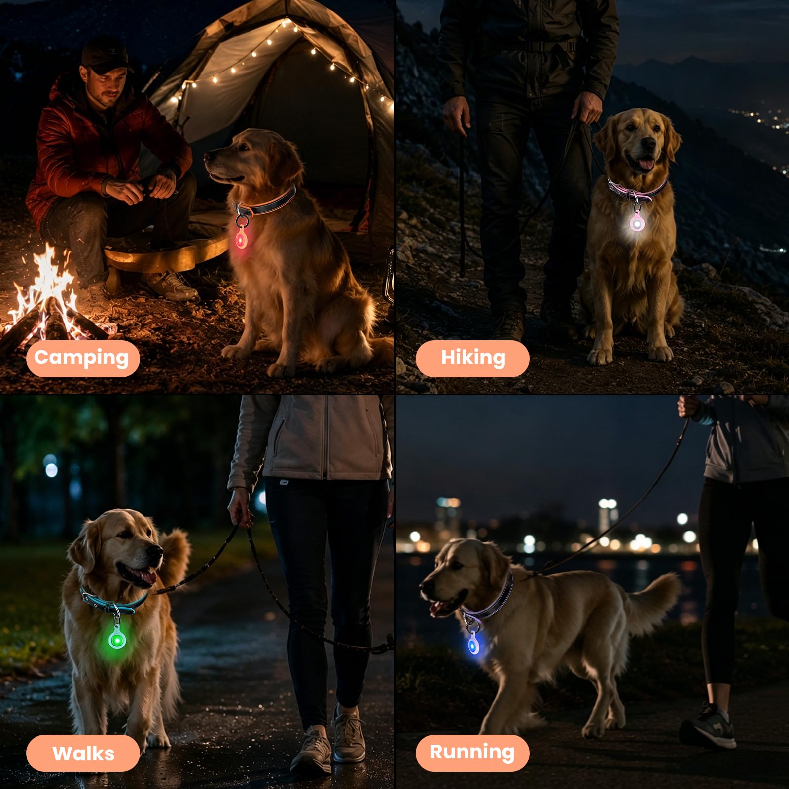 Collar de perro con luz LED roja y naranja