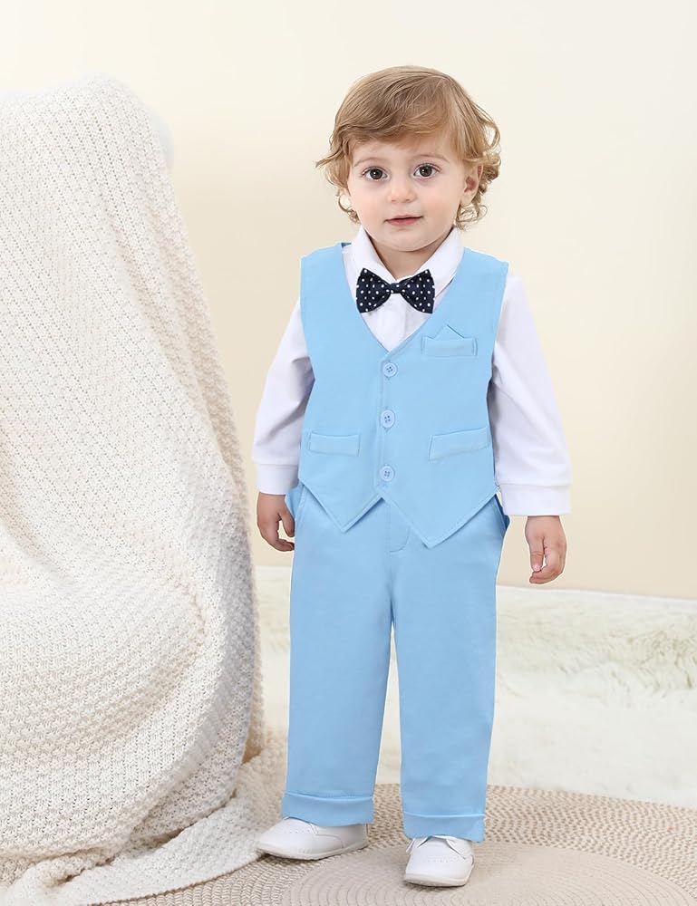 Tutina Neonato 0-3 Mesi Maschio Mintgreen Set Gilet, Camicia E