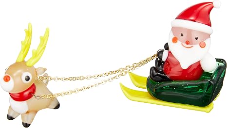 Amazon Co Jp かわいい手作り ガラス細工 クリスマス オーナメント 走れトナカイとサンタ Cyk1171 おもちゃ