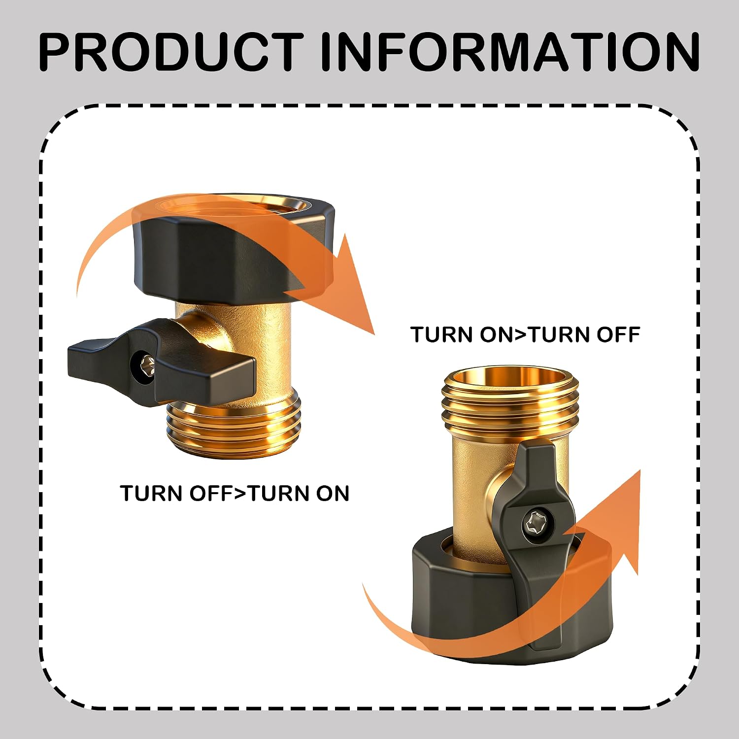 Xiny Tool Garden Hose Shut Off Valve, 2 Pack 3/4 Inch Heavy Duty Brass Water Shut Off Valve, Garden Hose Connector Extended Handle with 4 Extra Rubber Washers image 3