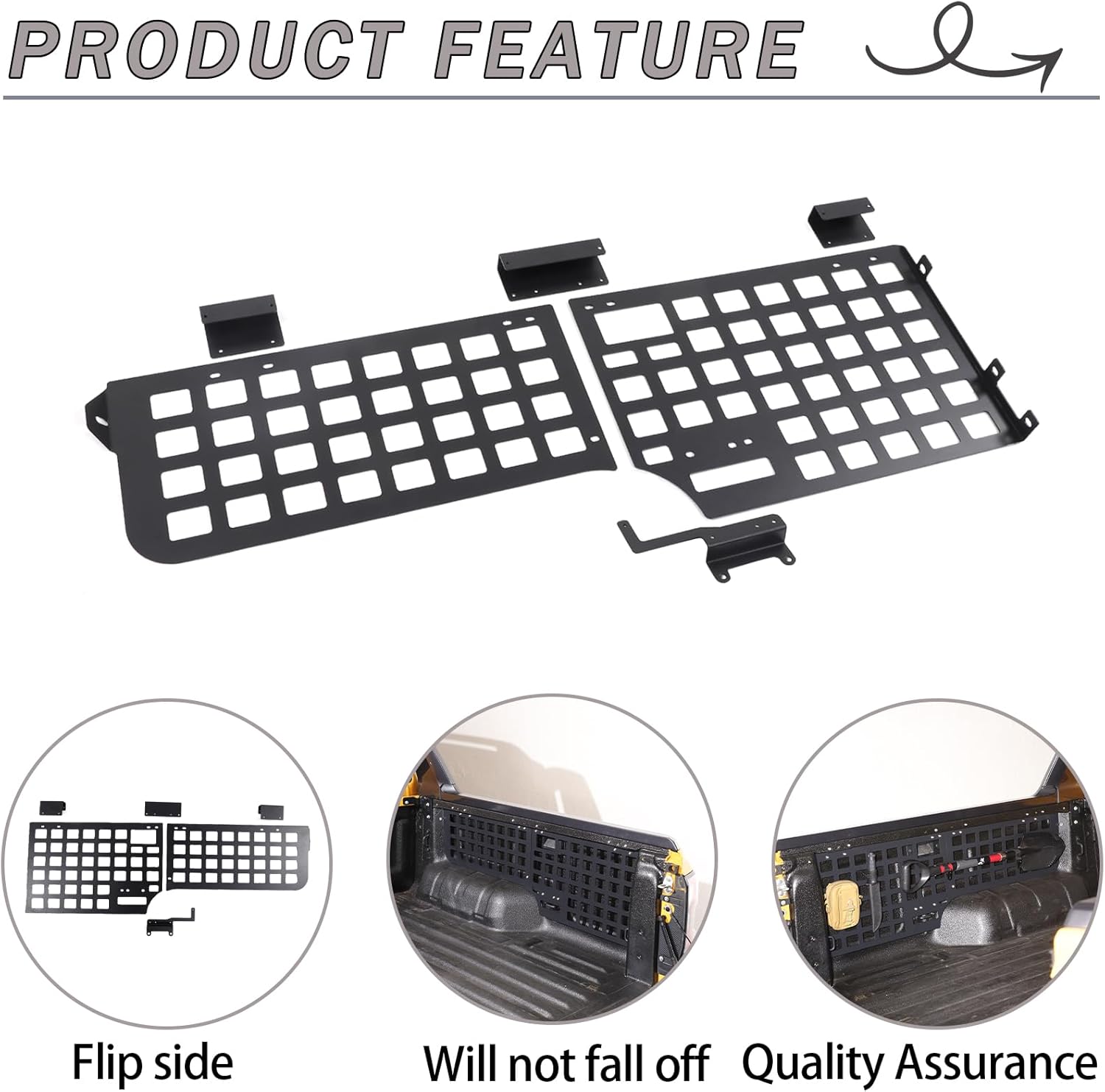 Lcojicep Side Bed Molle Panel Compatible with Ford Ranger 2023 2024+，Short Bed Truck Bed Panel Rear Storage Organizer Cargo Shelf Rack Replacement Accessories (Style A,Right)