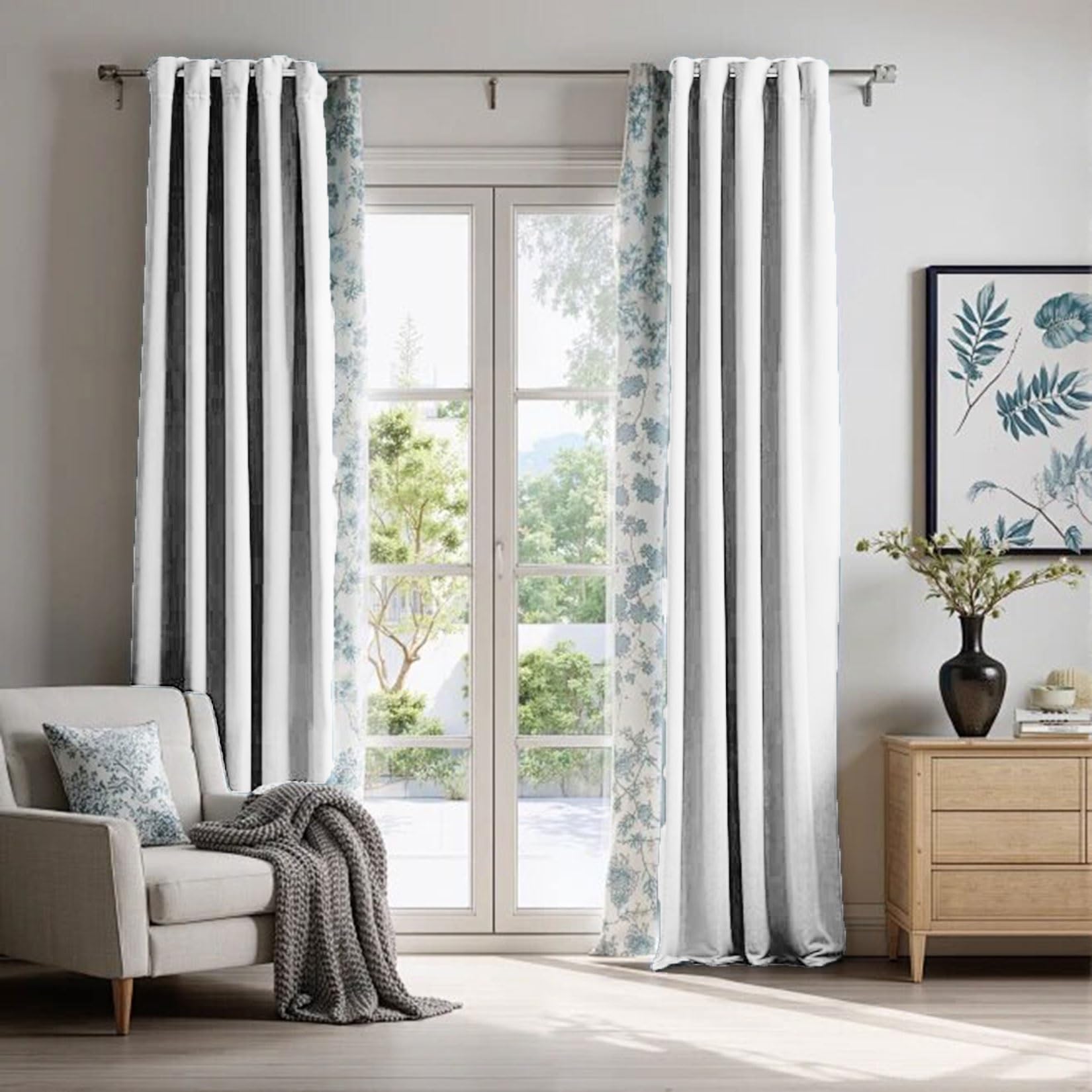 Liujyuan White Blackout Curtains 210 X 230 Cm Room Darkening, Privacy Protection Eyelet Curtain, Window Curtain Insulated Soundproof For Bedroom, Living Room, Door,