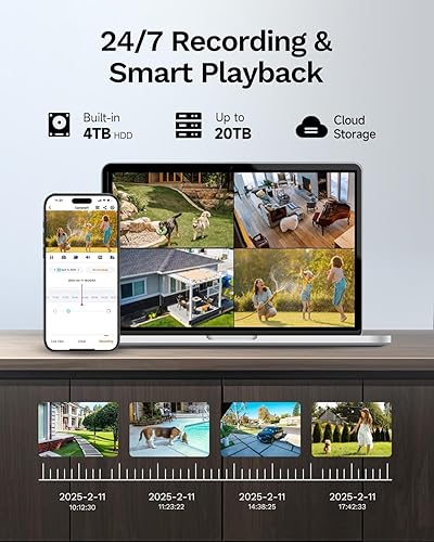 Miniatura 9 de LongPlus Sistema de cámara de seguridad de 12MP, 12MP H.265+ PoE Sistema de cámara de seguridad para el hogar, Detección de mascotas de vehículo