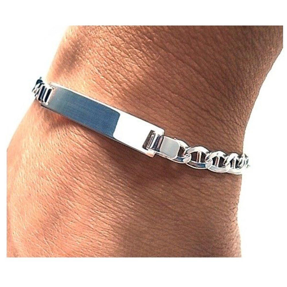Bracciale rigido con ancora cava liscia in argento sterling 925 m [AB0520]