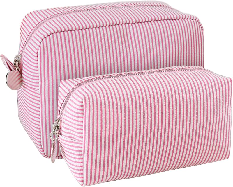 CALINNL Kit com 2 necessaires de maquiagem e viagem, rosa