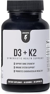 Inno D3+K2 - Vitamin K2 and D3 Supplement with Magnesium for Immune Support, Bone Strength, and Cardiovascular Health - Vitamin Complex Supplements for Overall Health & Wellness 30 Capsules