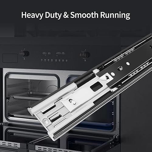 Miniatura 4 de 2 pares de 10 pulgadas de extensión completa menos ruido rodamiento de bolas deslizantes de cajón negro, cierre suave, montaje lateral resistente,