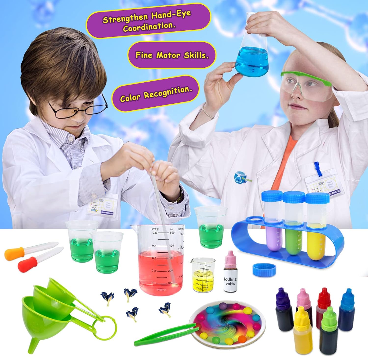 UNGLINGA Science Kit with Science Lab Experiments Kids Lab Coat Scientist Costume Play Toys Gift