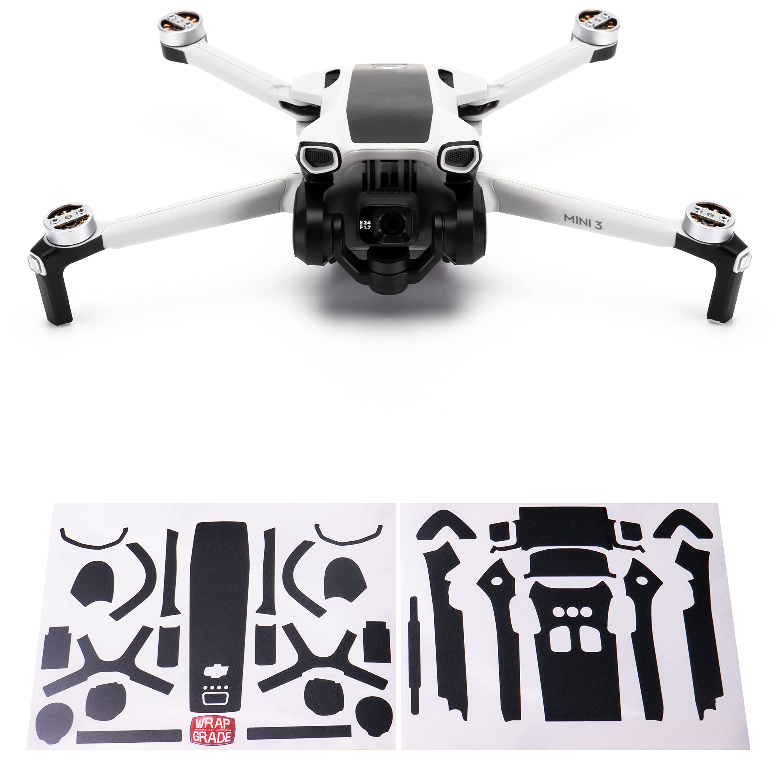WRAPGRADE Skin Stickers Compatible with DJI Mini 3 | Accent Color (STEALTH BLACK)