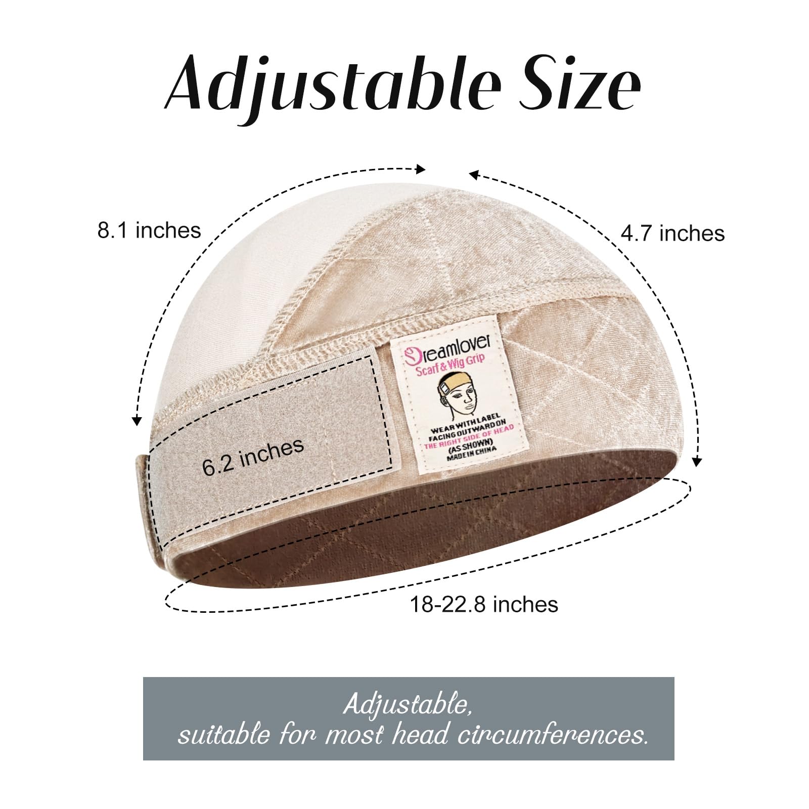 Dreamlover Wig Grip Cap per Parrucche Senza Colla, Cuffia per Parrucca 2-in-1 con Fascia Antiscivolo, Colore Carne, 1 Pezzi