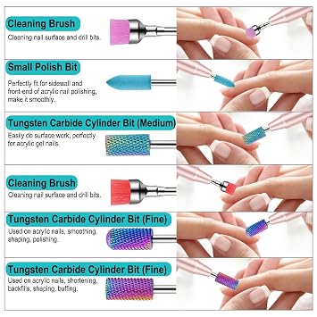 25Pcs Nail Drill Bits Set with Rhinestone Storage Box
