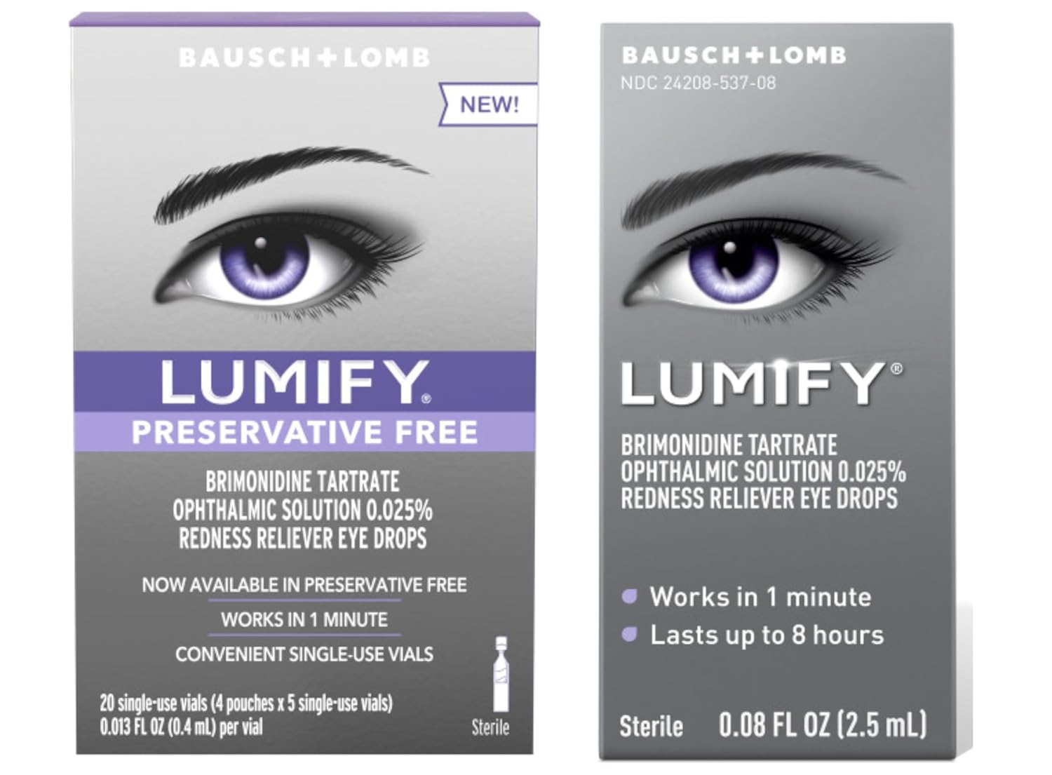 Lumify Redness Reliever Eye Drops 0 08 fl oz 20 Single-Use Vials 0 013 fl oz Travel Set