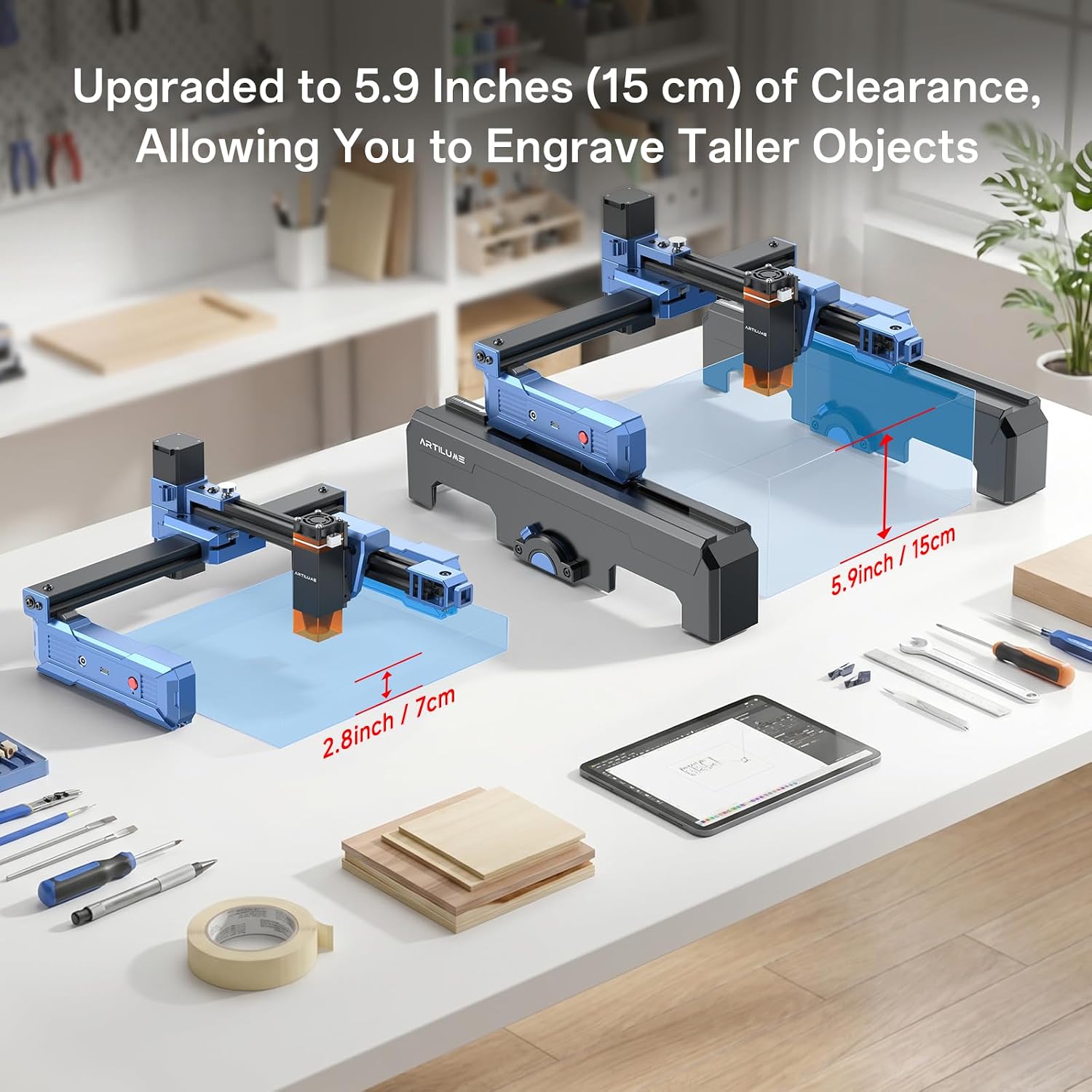 Artilume T1 Height Extension & Protective Cover, 2-in-1 Lift and Storage Enclosure Compatible with T1 3W/7W, Creates Space for Engraving Taller (Cups, Tumblers) & Thicker Items, Expanding Capabilities