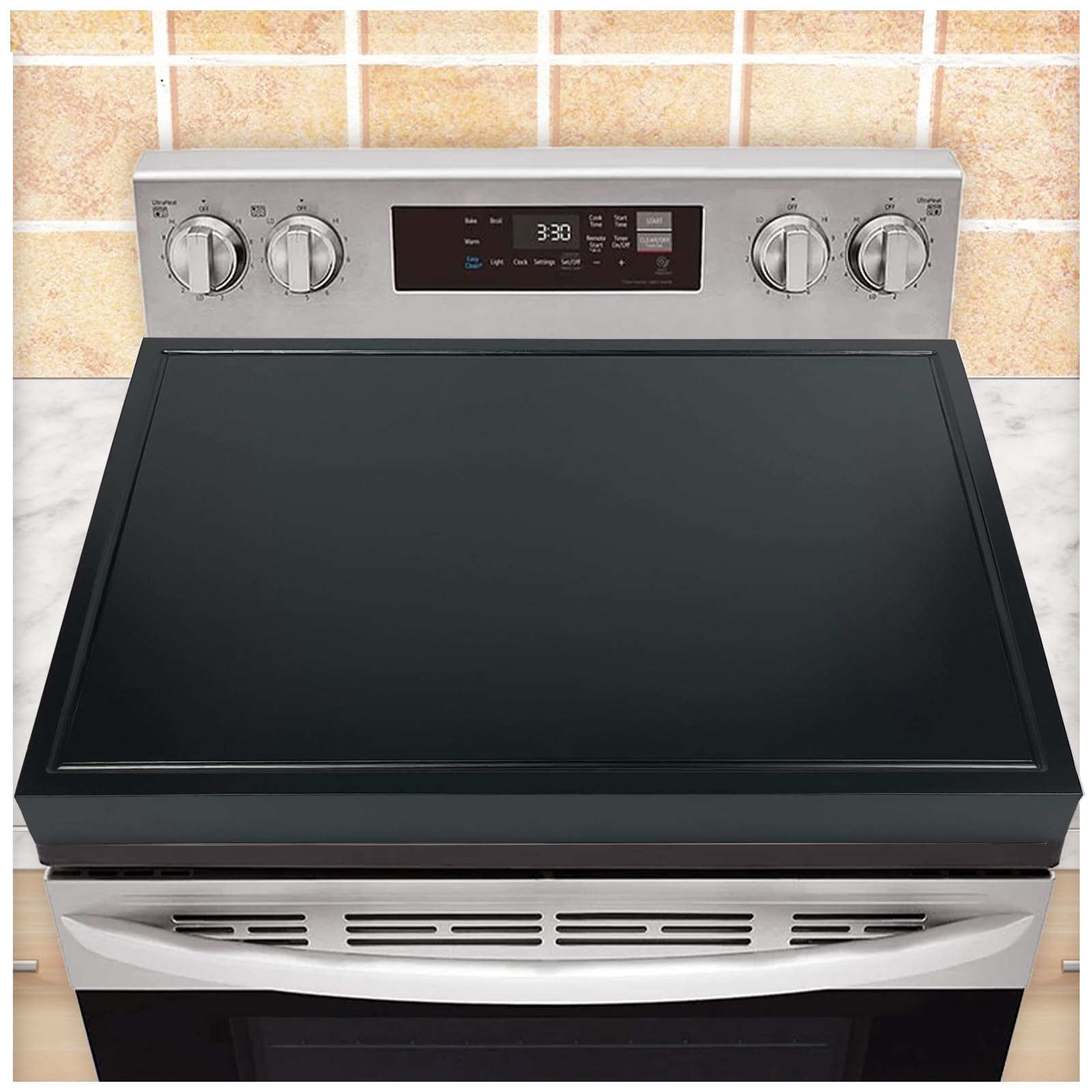 Noodle Board Stove Cover with Handles, Bamboo Stove Covers for Gas Stove Top, Glass Cooktop Protector, Wooden Stovetop Cover, Versatile Cutting Boards with Groove, Sink Cover, Serving Tray