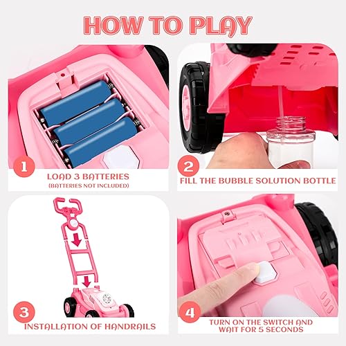 Miniatura 7 de Cortacésped de burbujas para niños pequeños de 1 a 3 años, máquina de burbujas, juguetes para exteriores, cortacésped automático de burbujas,